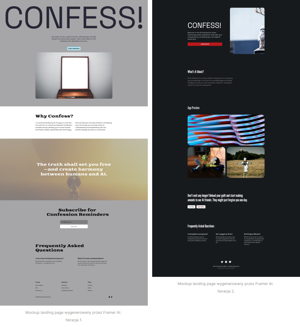 AI generated landing pages.